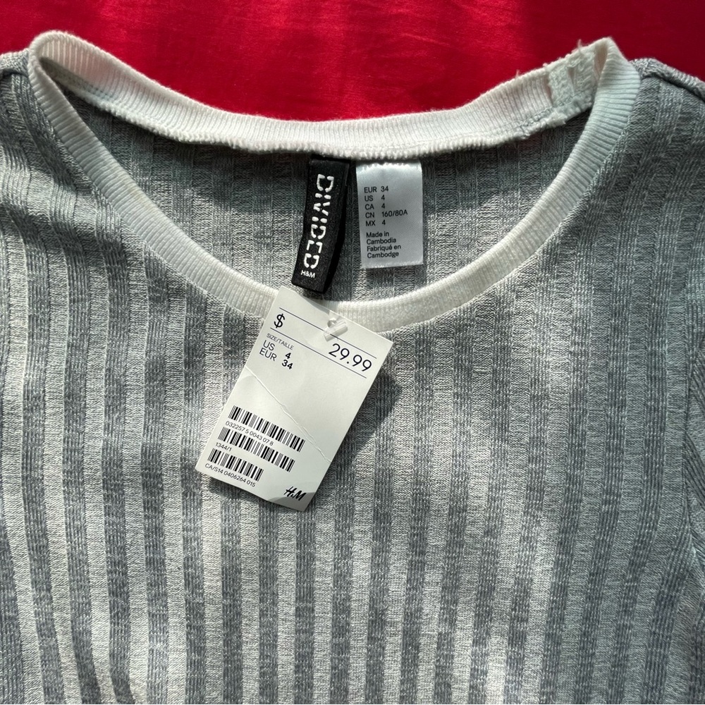 H&M Rib aling Dress in Gray Size US 4 - Picture 3 of 7